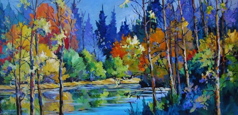 COLOURFUL LANDSCAPE – A Place to Escape is one of Frances Alty-Arscott&#8217;s new acrylic pieces.