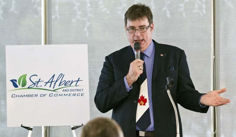 AUSTERITY ADVOCATE – MP Brent Rathgeber shares his views on government spending during a luncheon hosted by the St. Albert and District Chamber of Commerce.