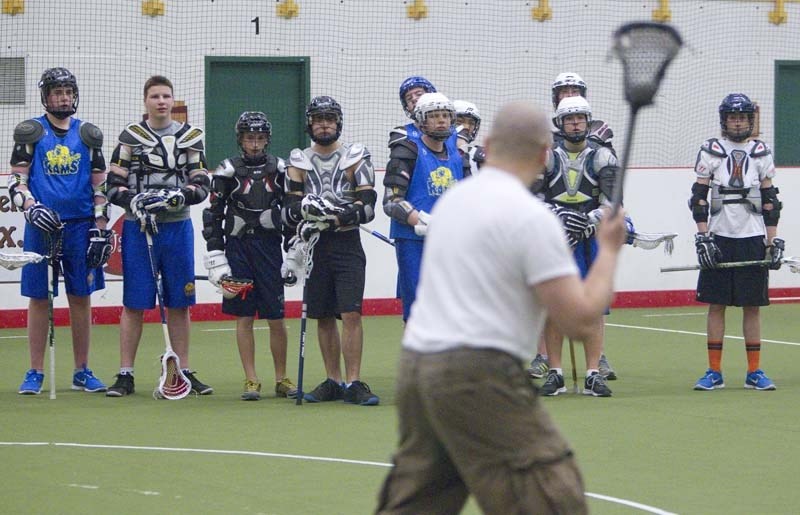 RAMS BACK ON THE FLOOR &#8211; Players with the St. Albert Rams Lacrosse Club participated in a training session for the upcoming season Tuesday at Servus Credit Union Place. 