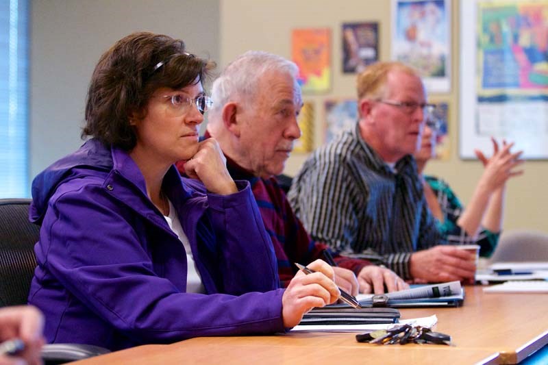 ACUTELY TUNED – Prospective council members listen while the city&#8217;s chief legislative officer Chris Belke explains the ins and outs of serving on city council during an 