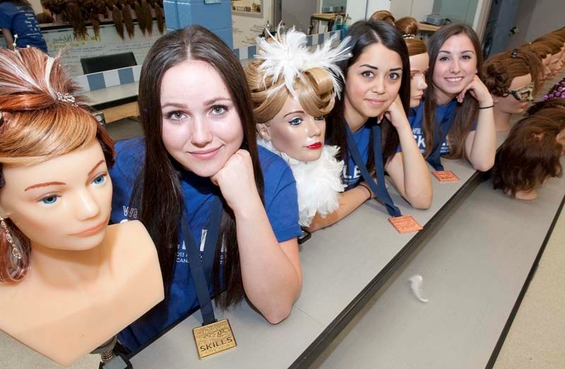 CHAMPION STYLISTS – St. Albert Catholic High students Chelsy Dicristafaro (left)