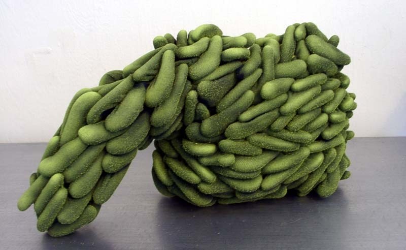 IN A PICKLE – Hybrid Organism is made of clay encased in recycled sweaters.