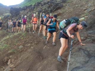 DAY ONE &#8211; A school group from Bellerose Composite High School hikes along the Kalalau Trail on the Hawaiian Island of Kauai.