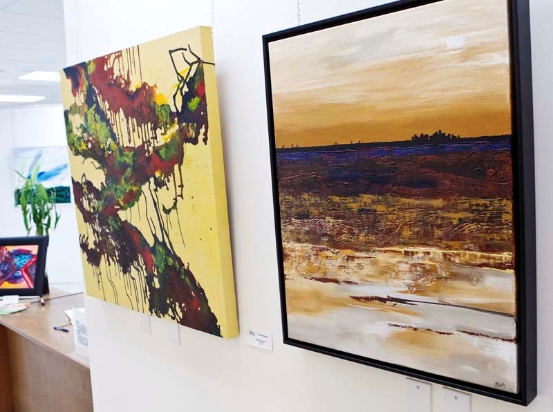 ABSTRACT ART – A new abstract exhibit at the Visual Arts Studio Association art centre includes work by five St. Albert artists: Connie Osgood (left)