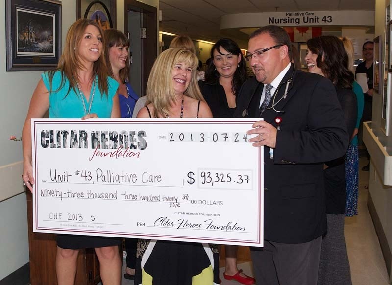 PALLIATIVE CARE – A group of St. Albert friends and family of the late Krista Sims presented a massive donation to the Grey Nuns Hospital last Wednesday.