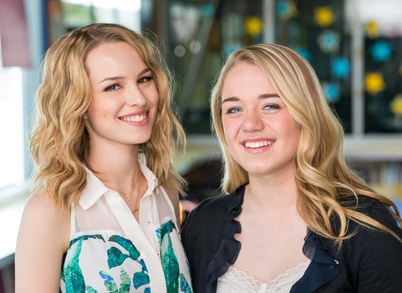 Pop star Bridgit Mendler (left) and St. Albert student Katie Fitzgerald.