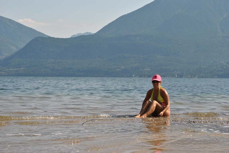 Robin Mentz cools off in Slocan Lake during a family camping trip.