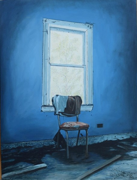 LIFE ON CANVAS – David Scott &#8216;s &quot;Blue Chair&quot; illustrates his hyperrealistic style and attention to detail.