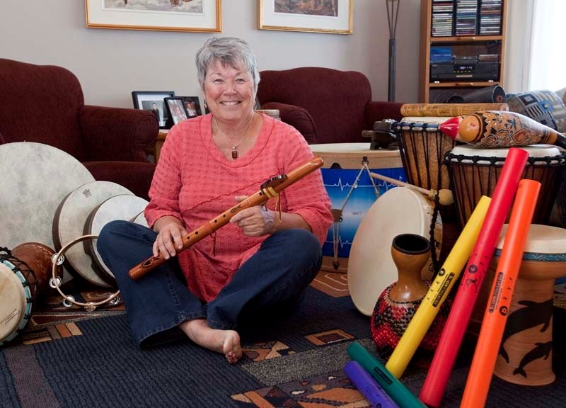 Marilyn Berezowsky of St. Albert is a visual artist and drum circle facilitator who is offering drum circle sessions at the St. Albert Food Bank and Community Village this