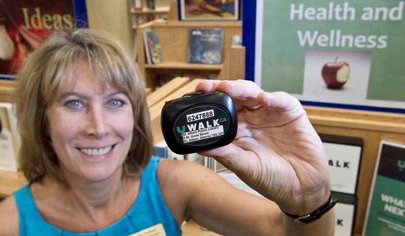 ONE STEP AT A TIME – Heather Dolman with a pedometer.