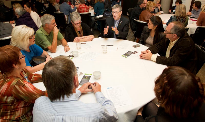 Mayoral candidate Nolan Crouse speaks to forum attendees at the Leaders of Tomorrow forum on Wednesday night.