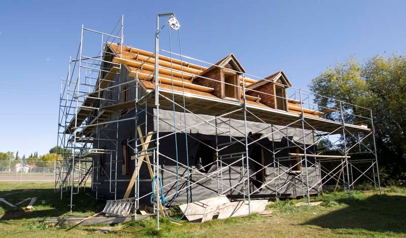 HISTORIC HOME – The Chevigny house sits at Grain Elevator Park where it&#8217;s undergoing restoration work that will span five years once it&#8217;s complete.