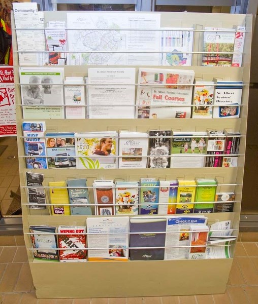 ON HIATUS – Tourism information racks will be removed from St. Albert Place until the spring due to fewer tourists picking up brochures