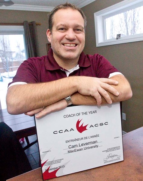 COACH OF THE YEAR &#8211; Cam Leverman of St. Albert is the 2013 Canadian Collegiate Athletic Association&#8217;s coach of the year in men&#8217;s soccer. He coached the