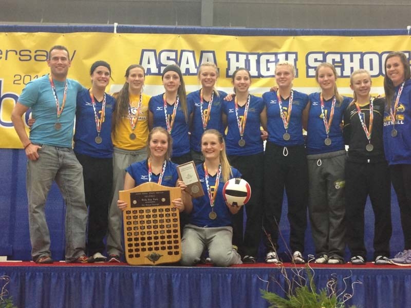 PROVINCIAL SILVER MEDALLISTS &#8211; The St. Albert Skyhawks completed a rare trip to the 3A provincial women&#8217;s volleyball championship as silver medallists after
