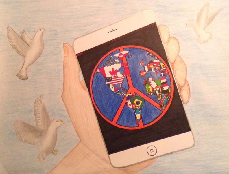 PEACE POSTER – This poster by local student Eric Montpetit is in the running for an international prize in the annual Lions Peace Poster contest.