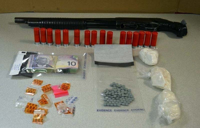 SEARCH AND SEIZURE – A variety of drugs and a sawed-off shotgun were seized during a vehicle search in Sturgeon County.