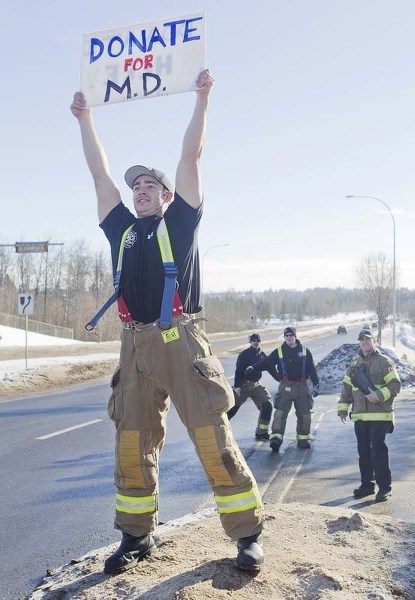 SEEKING INPUT – Firefighters will be seeking donations along Boudreau Road and camping on the roof of Fire Hall No. 2 next week for their annual fundraising campaign for