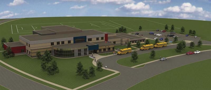 DRAFT CONCEPT – This rendering is a draft of how a planned school in Erin Ridge could look.