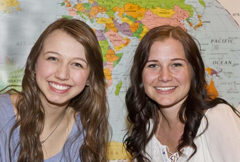 HUMAN RIGHTS CRUSADERS – High school students Andrea Payne (left) and Corissa Tymafichuk planned the first St. Albert Free 2 Walk as a fundraiser for Not 4 Sale