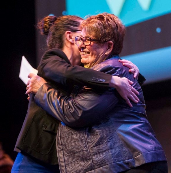 WINNER – Peg McPherson accepts the Established Artist Award Friday night during the annual Mayor&#8217;s Celebration of the Arts Gala.