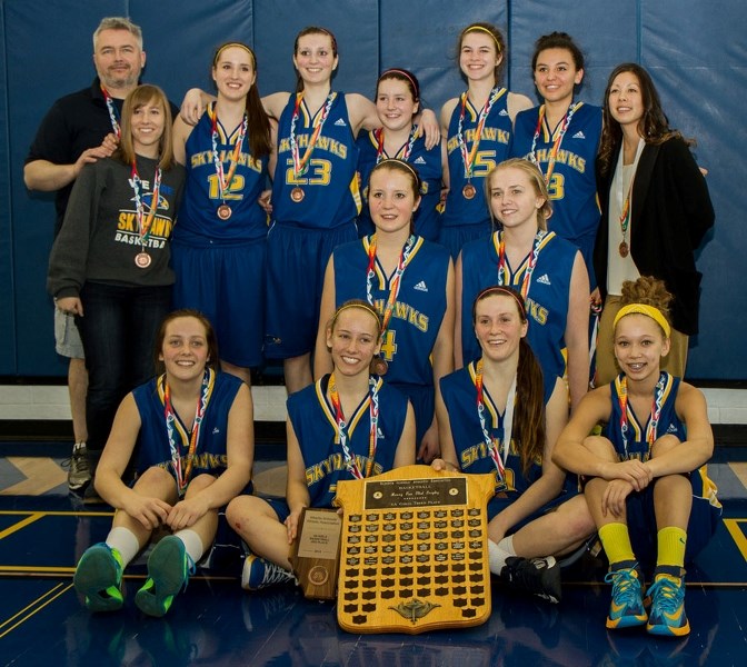 BRONZE MEDALLISTS &#8211; The St. Albert Skyhawks were awarded bronze medals at the 4A provincial high school women&#8217;s basketball championship after defeating the Spruce 