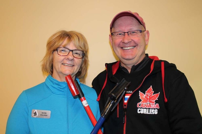 STICKING TOGETHER &#8211; Barb Palmer and Tom Steele are among six two-person teams from St. Albert competing at the Canadian Open Stick Curling Championship