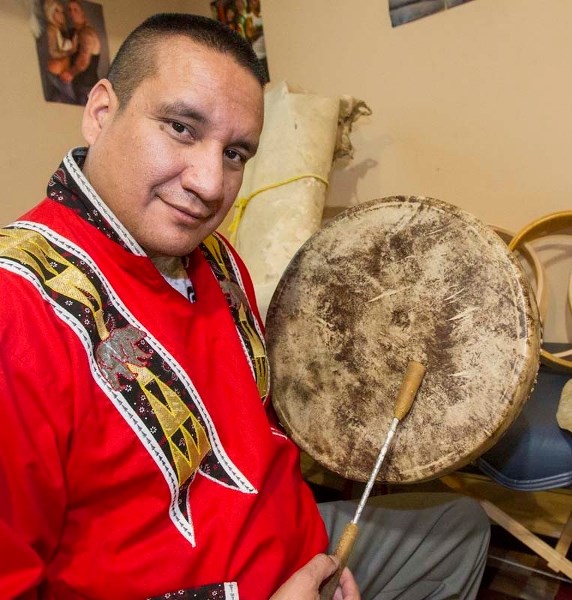 DRUM MAKER – Adrian Lachance of Edmonton is a drum maker who has created a large number of aboriginal drums for a variety of ceremonial uses.