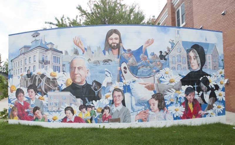 TOP TOWN – The Grey Nuns mural is one of several in Legal. Painted by Karen Blanchet in 1999