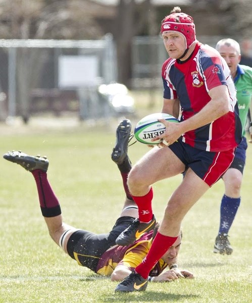 POWER PLAY &#8211; Fancy footwork by Byron Elliott of St. Albert left a Nor&#8217;Wester sprawled out on the pitch in Saturday&#8217;s second division match in the Edmonton