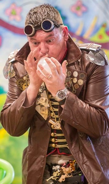 READY TO GO – Time twister Phileas Flash delivers a performance during a kickoff event for the International Children&#8217;s Festival on Monday in St. Albert.