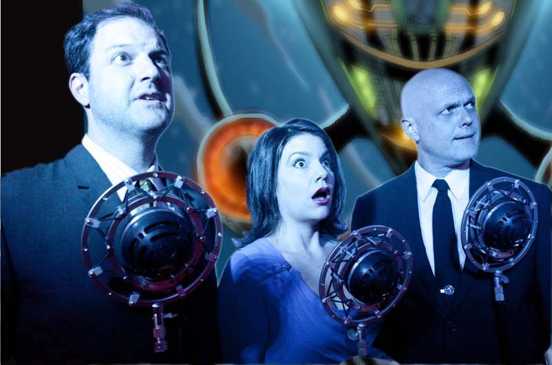 Intergalactic Nemesis is a melodramatic mash-up of comic books and early radio plays that combines music and sound effects with all the elements visible to the audience.
