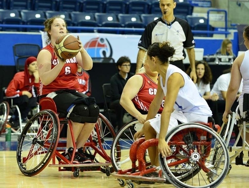 LINED UP – Arinn Young of Legal lines up a shot during the 2014 Women&#8217;s World Wheelchair Basketball Championships at the Mattamy Athletic Centre in Toronto.