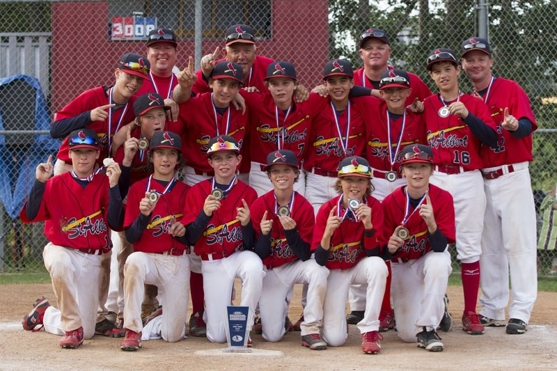 ALBERTA CHAMPIONS &#8211; The St. Albert Cardinals are the Baseball Alberta peewee AAA Tier I champions after defeating the Okotoks Dawgs 14-4 in six innings in