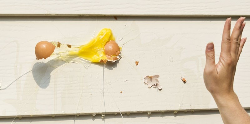 YOLKY PRANK &#8211; Egging can create costly damage to property and make residents feel scared in their own homes