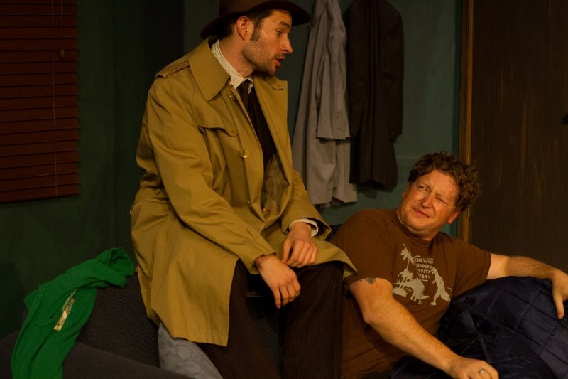Private eye Jim O&#8217;Reilly (Kyle Lahti) offers a few literary tips to series writer Thomas Levine (John Evans) in the Edmonton premiere of And Then