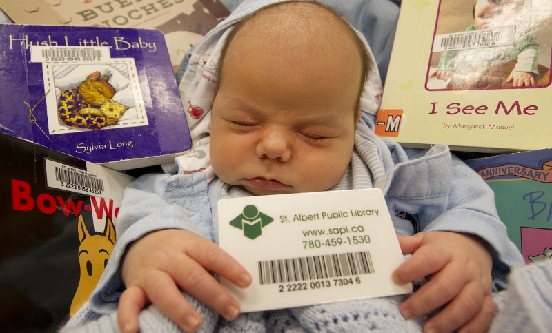 Janis de Boer registered her son Nathaniel for a library card when he was just six days old.