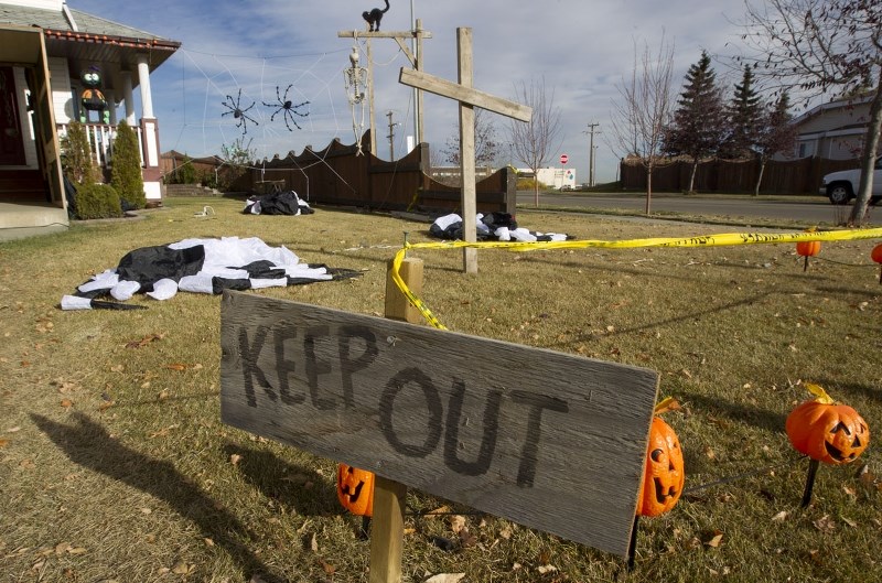 TRASHED – Keith Saul is offering a monetary reward of undisclosed value for any information about the individual(s) who defaced the Halloween display on his front lawn