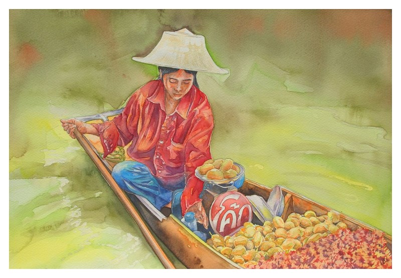 VIBRANT – Water colour captures the vibrancy of Southeast Asia.