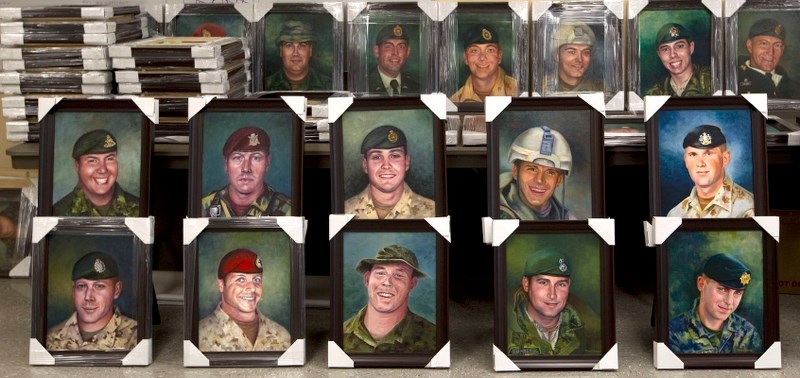 FALLEN SOLDIERS – These are just a few of the portraits that artists Susan Abma