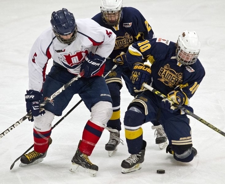 RAIDERS ROLLING – Ryan Cox (10) and the St. Albert Raiders were in action Tuesday in Fort Saskatchewan against the Rangers but the score was unavailable at press time. The