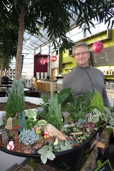 DECORATING – Jim Hole of The Enjoy Centre has everything needed to create an indoor winter fairy garden – a popular decorating trend – miniature houses