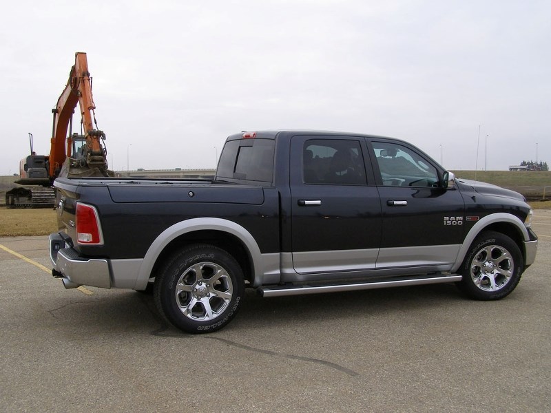 The 2015 Ram 1500 Laramie Crew cab EcoDiesel 4X4 od loaded with goodies.