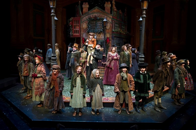 The cast of A Christmas Carol assemble on the Citadel Theatre&#8217;s Maclab stage for a curtain call to celebrate the production&#8217;s 15th anniversary.