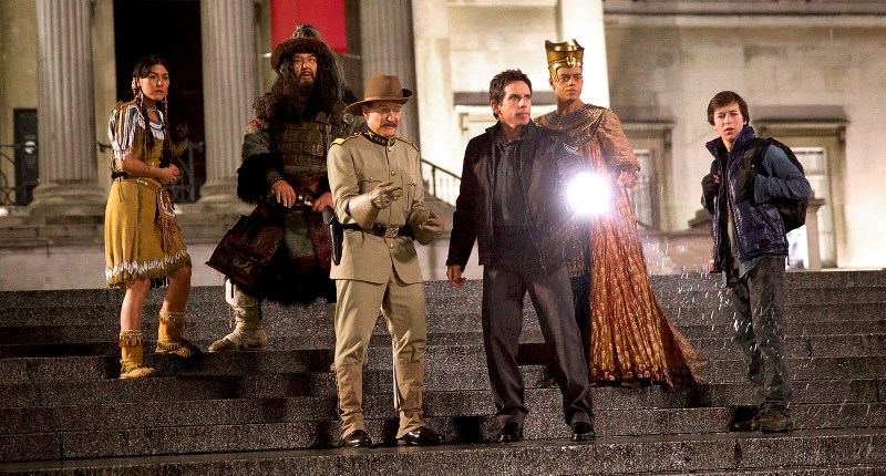 A scene from Night at the Museum with Robin Williams and Ben Stiller