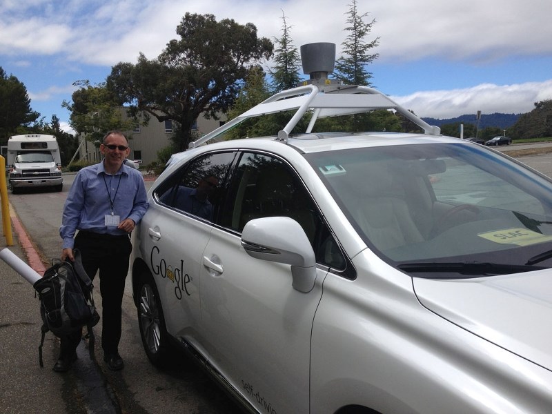 Paul Godsmark with one of Google&#8217;s driverless cars.