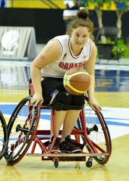 ON A ROLL – Arinn Young of Legal wheels into action for Team Canada at the 2014 Women&#8217;s World Wheelchair Basketball Championship in Toronto. Young