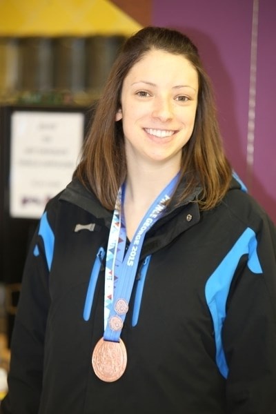 BRONZE SKATER – St. Albert speed skater Adeline Maunder displays her bronze medal from the long track 3
