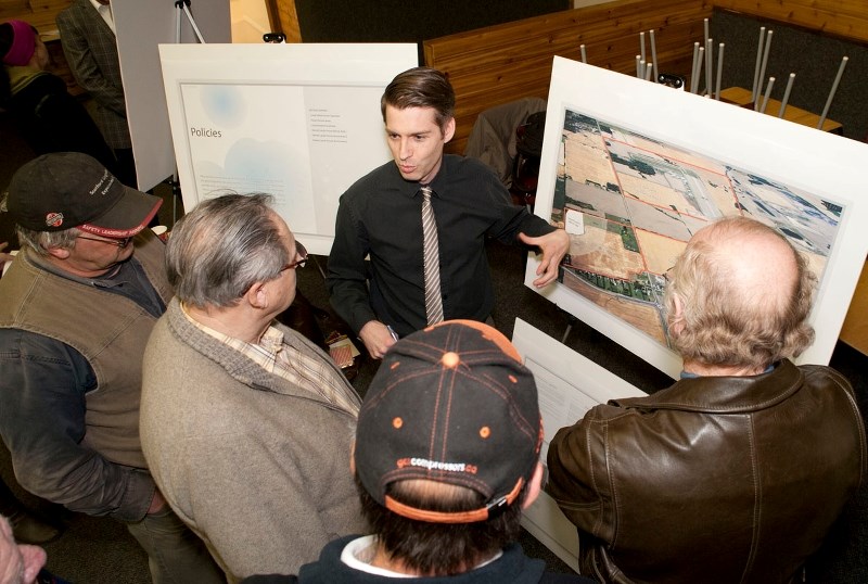 PLANNING AHEAD – Sturgeon County planning officer Michael Klassen discusses the Villeneuve area structure plan with county residents at the Villeneuve community hall last