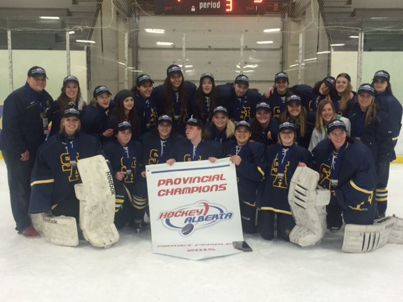 PROVINCIAL CHAMPIONS – The St. Albert Rush knocked off the Stettler Storm 3-1 in Sunday&#8217;s final to win the Hockey Alberta midget B female championship in Vermilion. The 